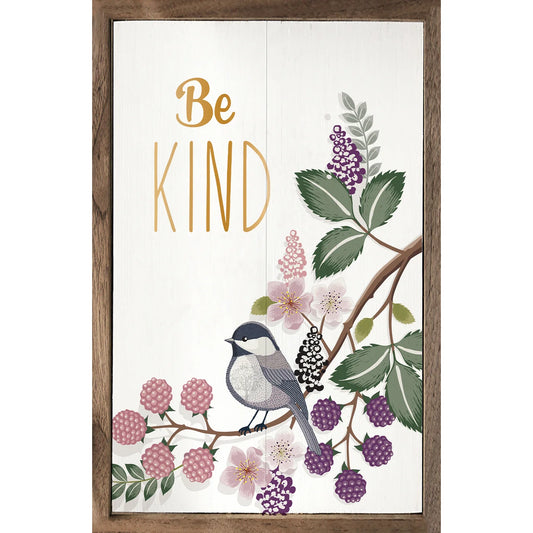 Be Kind Greenery Bird Whitewash 16 x 24