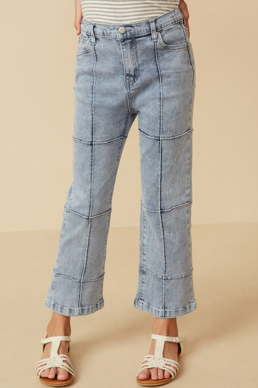 Girls Washed Paneled Detail Denim Jeans