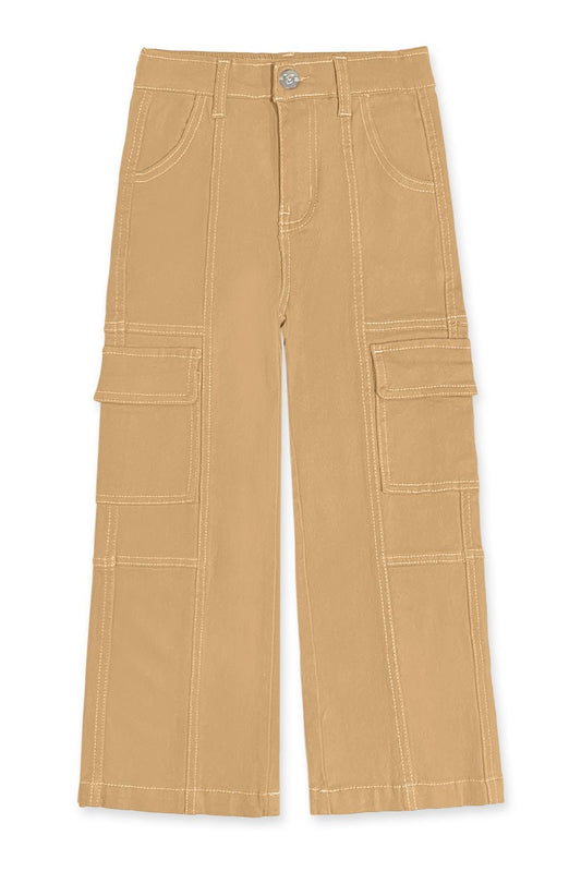 Denim Pants W/ Cargo Pockets & Contrast Stitching