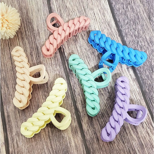 Matte Pastel Color Rope Hair Claw Clip