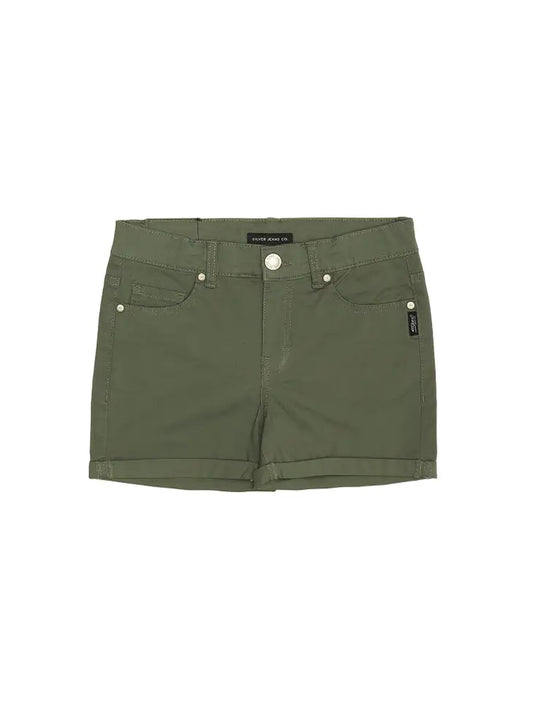 Girls Shorts With Rolled Hem - OLIVE