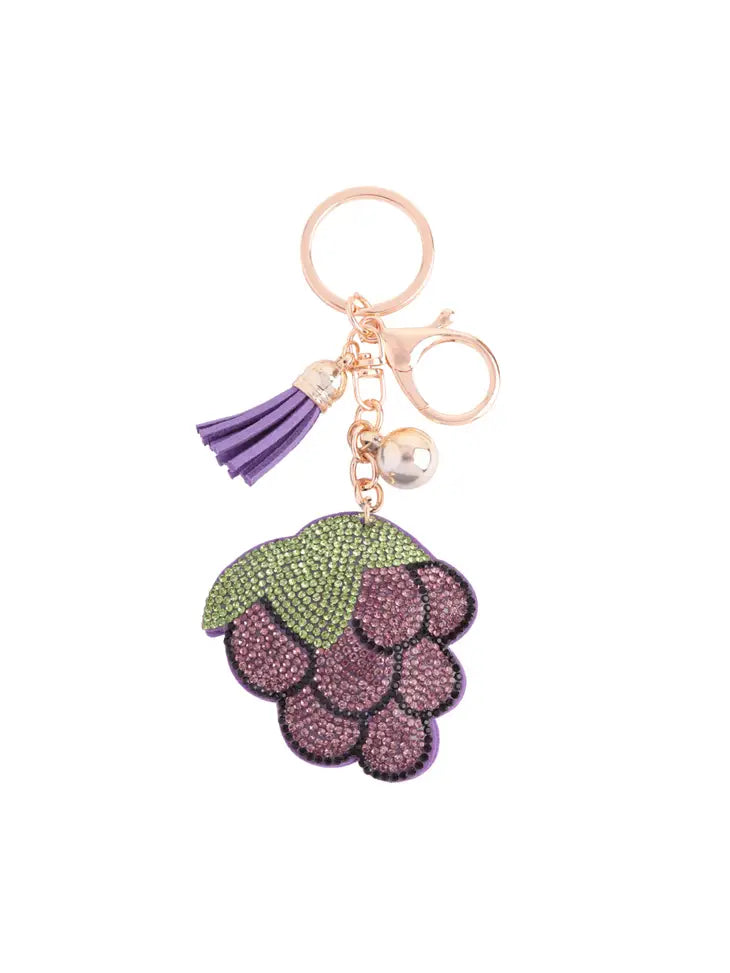Grape Rhinestone Tassel Keychain